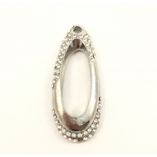 Metal silver drop with crystals pendant*